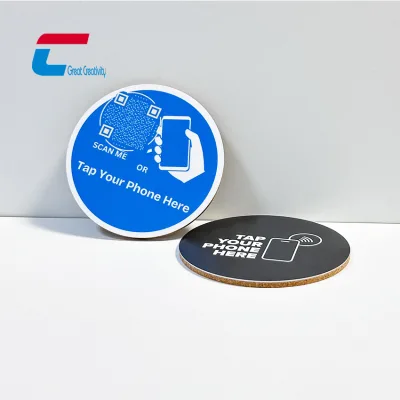 Personalized Logo Wooden NFC Coaster Smart Tap Payment Coaster for Café Bistro Retail Venue
