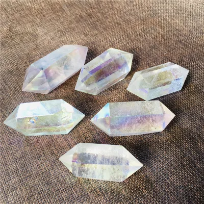 Wholesale Natural Crystal Points Double Pointed Crystal Aura clear Quartz Crystal Points for Decoration