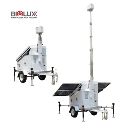 BIGLUX HiSTAR Solar CCTV Trailer 3x450W Solar Panels 14400Wh Battery Dual-Facial AI 6.5m Telescopic Mast 8.8h Charging for