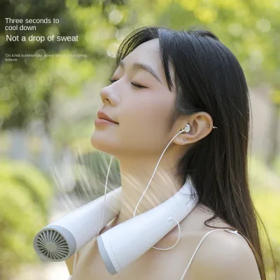 USB Charging Mini Portable Neck Hanging Fan Cross-Border New Outdoor Small Fan Cool for Car Use