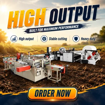 Low Vibration 2200 Toilet Tissue Rewinding Line Separate Tail Trimming Cutter Motor Independent Power Control