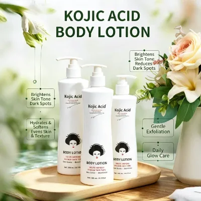 Kojic Acid Body Lotion Nourishes Soothes Skin Brightens Tone Reduces Dark Spots Long-Lasting Fragrance 500 ml