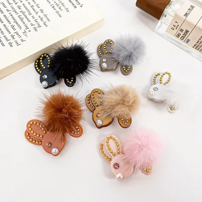 DOWELL Customized High Quality Large Green Double Bow Acrylic Butterfly Hair Clips Fashionable Girls' Perfect Gift Sweet
