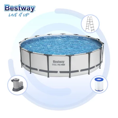 Bestway 56488 4.57m X 1.07m Power Superior Steel Design Steel Metral Above Ground Swimming Pool