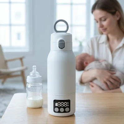 Newest Portable Milk Bottle Warmer Fast 5-Min Heating Wireless Smart Thermostat Travel 500ml 316 Stainless Steel Gift Set