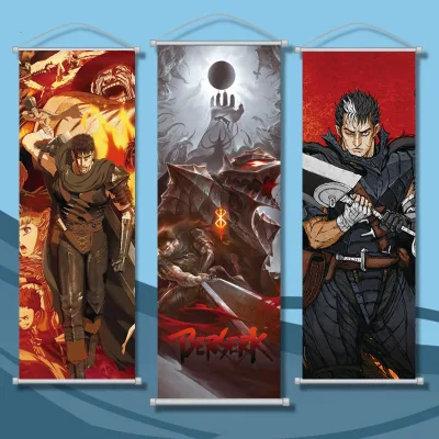 10 Styles Customizable Picture Wall Berserk Cuts Hangable Wallscroll Flag Posters Anime Wall Scroll