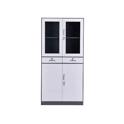 Double Glass Door Steel File Cabinet Luoyang Furnitopper Stationery Cupboard Office Metal File Cabinet with Lock for Government