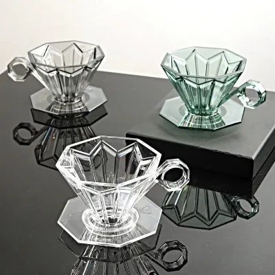 1PCS Octagonal Diamond Coffee Dripper 1-2 Cups Reusable Coffee Filter Cup Pour Over Coffee Dripper Slow Brewing Accessories