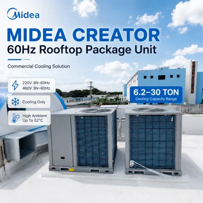 Midea HVAC Systems Commercial Air Conditioning Units Rooftop Cooling System 7.5 10 15 20 25 30 Ton