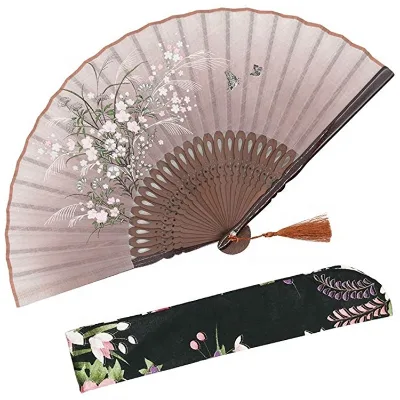 Bamboo Mini Folding Personalized Fan Hand Held Chinese Silk Screen or Bamboo Film Bamboo Dragonfly Art & Collectible PMS Color