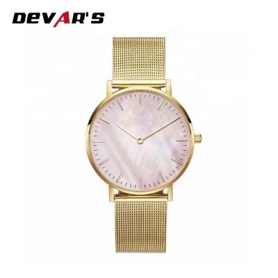 Wholesale Promotional Custom logo Lady Watch with Colorful Mother of Pearl Dial