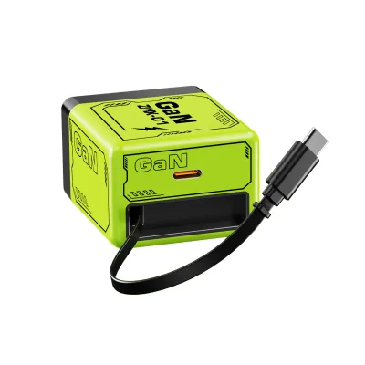 GAN 120W Super Flash Charge Quick Charging With Telescopic Type-C Cable Suitable Travel Adapter Portable Smartphone Fast Charger