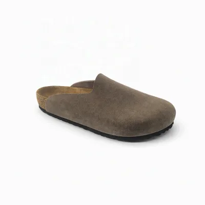 Comfortable Breathable Anti-Slip Light Weight Women Lavender Mules Suede Closed Toe Clogs Rubber Sole Fashion Trend Casual Home