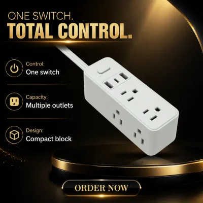 6 Outlet US Surge Protector with 2 USB a and 1 USB-C Ports 15A 125V