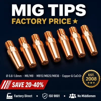 Mig Tip 0.8mm 1.2mm M6 Copper CuCrZr Welding Contact Tips for Binzel MB15MB36 Co2 Mig Torch Gun Parts Accesorios Para Soldadores