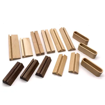 Natural Wood Modern Desktop Acrylic Sign Holder Environmental Wooden Card Display Base