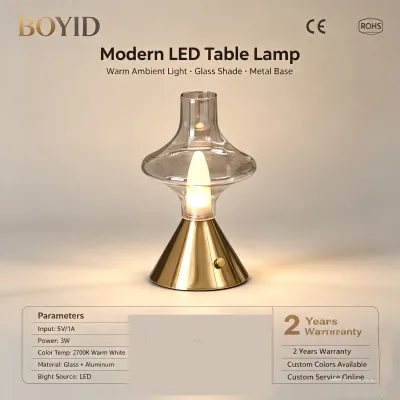 Boyid LED Touch Control Warm White Glass Lamp for Bedroom