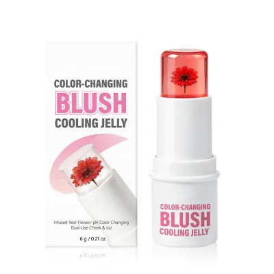 Customizable logo Flower Shaped Temperature Sensitive Blush Jelly Style Dual Use Lip and Cheek Tint for Natural Vibrant Color