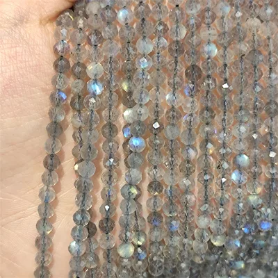 Natural Labradorite Faceted Necklace 4mm Labradorite Gemstone Grey Labradorite Jewelry Beads