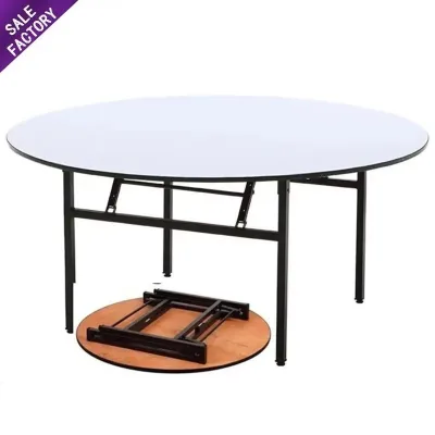 Hot Selling Wedding Furniture Metal Leg White Wood Foldable Wooden Round Banquet Tables Wholesale