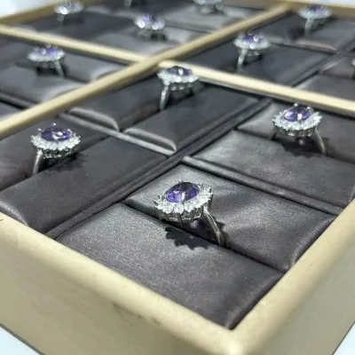 Natural Gemstone Jewelry Ring  High Quality Cut Amethyst Jewelry Oval Ring for Women Crystal Band Ring