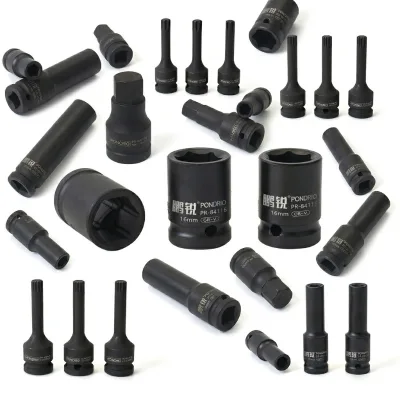 PONDRIO 1/2 Drive Deep Short Metric Hex Sockets Durable Dual Hole Machine Impact Socket for Pneumatic Tools