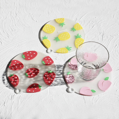 2023 New Product Fruit Mug coaster Rubber Wholesale Unique Costers Cup coaster Custom Coasters logo