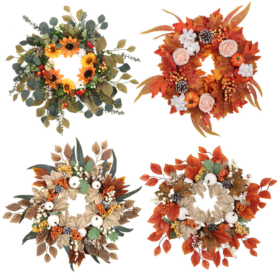 Bestwish Autumn Harvest Festival Garland Cross-Border Simulated Maple Leaf Pumpkin Berry Decorations Party Simulated Garland