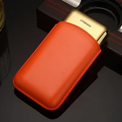 Genuine Leather Cigar Holder Outdoor Travel Case for Short Trips, Business Gift