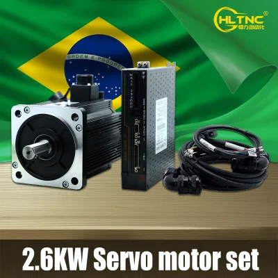 Brazil Stock 130ST-M10025 2.6KW 10Nm AC Servo Motor Set 220V 2500RPM T3DF Driver Cable Kit for CNC Cutting Textile Automation
