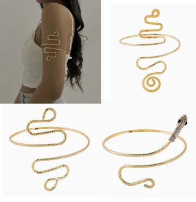 Body Jewelry Set 3pcs Arm Cuff Bangle Armband Gold Plated Geometric Arm Bracelet  Summer Jewelry Accessories for Women