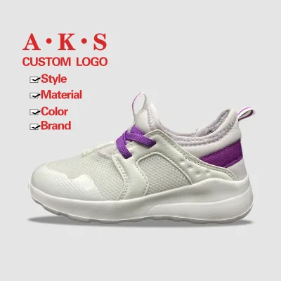 AKS Footwear Manufacturer Custom Anti-slip Breathable School Shoes Kids Sneakers Zapato Slip-on Children Walking Style Shoes