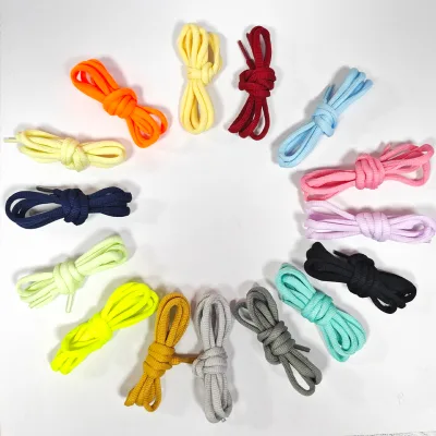 7MM Polyester Round Shoelaces Colorful Black Fashion Sport Hiking Sneakers Shoe Laces Fits All Shoes