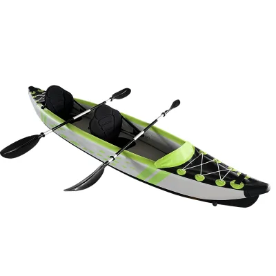 2024 Hot Selling Inflatable Kayak Fishing Boat Rowing Drop Stitch Double Seat Portable for Water Sports PVC 1 Piece Green 24.5kg