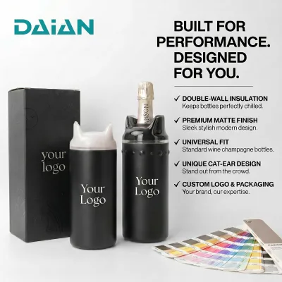 Stainless Steel Double-Wall Wine Cooler & Ice Bucket with Fresh and Cute Design for Wine Bottle Chilling