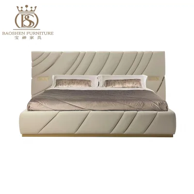 BS Manufactures Luxury  Villa Bed Velvet Wooden Frame Modern Designer Custom Wholesale Italian king Double Bed