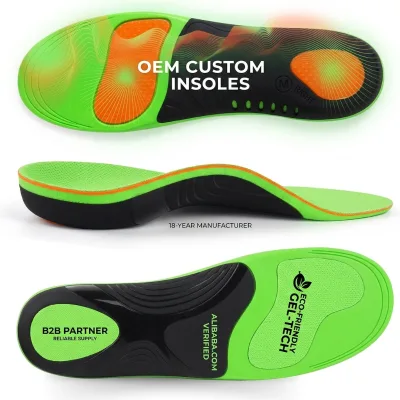 OEM Custom PU Foam Sport Insoles TPU Arch Support Orthotic Heel Cup Gel Cushioning Breathable Knit Running Shoe Insert Men Women