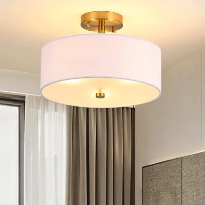 Iron Fabric Lampshade Ceiling Light Cloth Cover-Surface Mounted for Entryway Living Room Dining Room-Exclusive Cross-Border
