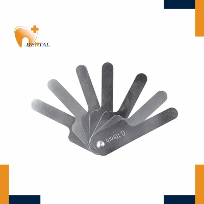 Dental Feeler Gauge 7 Blades Dental Leaf Gauge Stainless Steel Interdental Feeler Gauge Metric Tooth Gap Measuring Tool