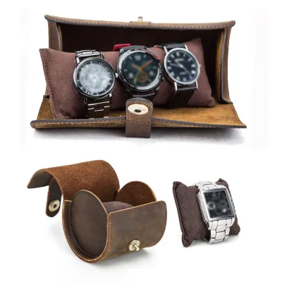 Watch Roll Leather Case Dropshipping Luxury Leather Watch Travel Roll 3 Easy Carrying Watch Winder Display Holder for Men CF1117