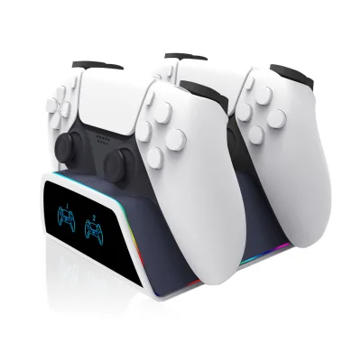 RGB Light Stand Dual Charger for PS5 Controller Game Accessories Factory Wholesale Wireless Charging for PS5 Controller