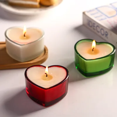 Transparent Heart-shaped Glass Candle Holder Cup Heart-shaped Candle Cup Glass Bottle