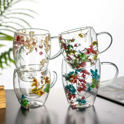 Modern Exquisite 80ml Double-Layer Glass Coffee Mug Latte Cup Handle Anti-Scalding High Temperature Water Cup Household Dryer