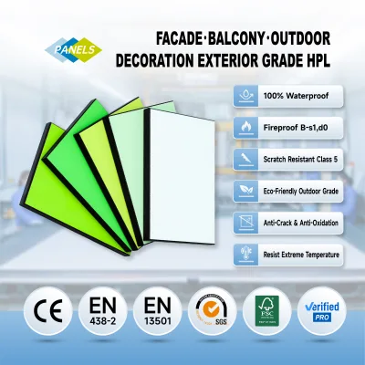 Exterior HPL Wall Impact Resistant Outdoor Wall Cladding Exterior HPL for Industrial Facilities