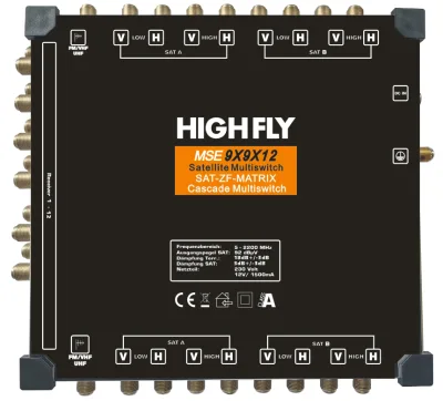 Highfly Satellite Tv System Multiswitcher MSE 9X9X12 Cascade Satellite Multiswitch
