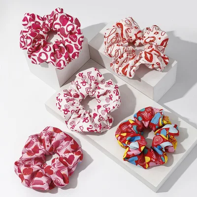 Valentine's Day Large Colon love Fabric Scrunchies Oversize Headband  Hair Scrunchies