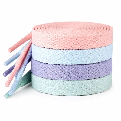 Wholesale Custom 8mm Flat Braided Polyester Shoelaces in Pastel Colors for Sneakers and Casual Shoes Made in China Model MJ-S059