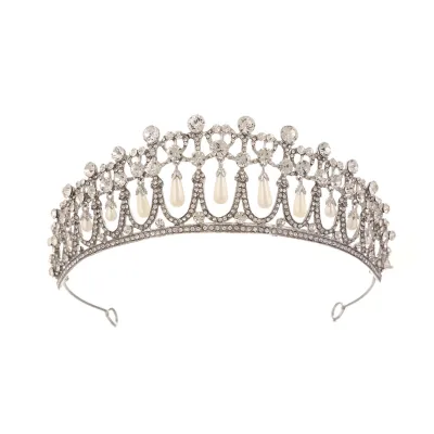 UK Royal Wedding Tiara Princess Diana Crown Bridal Pearl Tiara