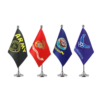Custom Double Sided Polyester Table Flag Holder Stand Waterproof National USA Flag for Parties and Christmas Custom Table Flag
