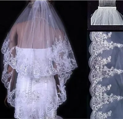 The New Veil Headdress White Color fairy Veil Lace Polyester Wedding Bride Long Tail Wedding Veil All-match